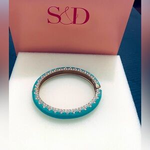 Stella&Dot teal enamel bracelet with diamond detail.
